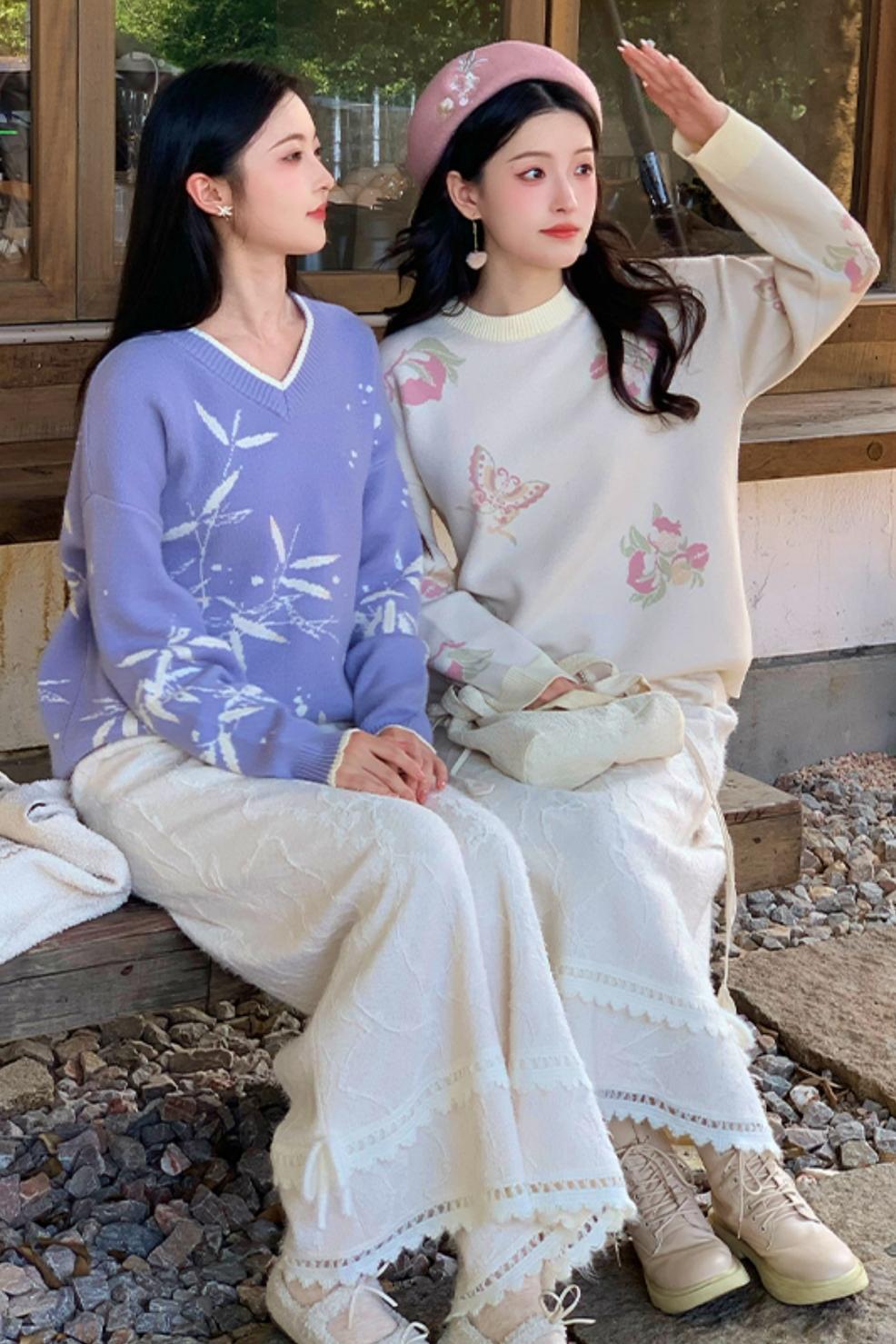 Falling Flowers National Style Sweater