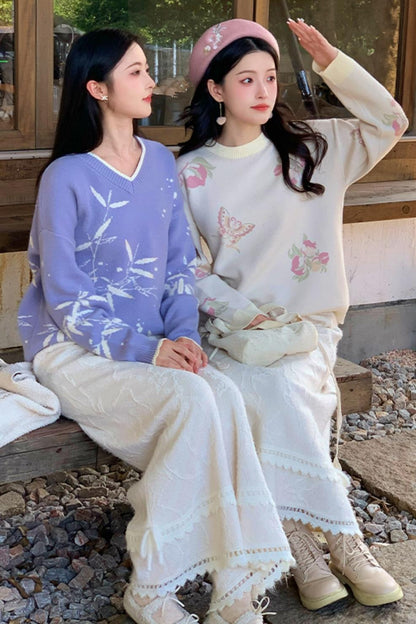 Falling Flowers National Style Sweater