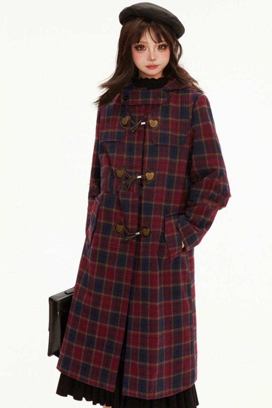 British style tweed horn buckle coat