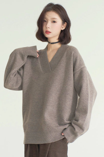 Solid Color Buy neck knit sweater