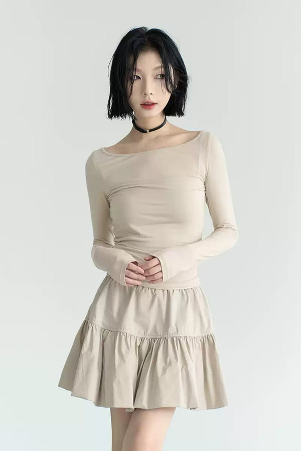 Scoop Neck Trim Long Sleeve Base Layer