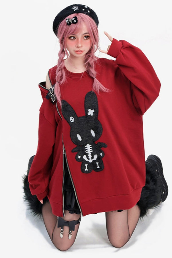 ルーズオフショルダークルーネックスウェット