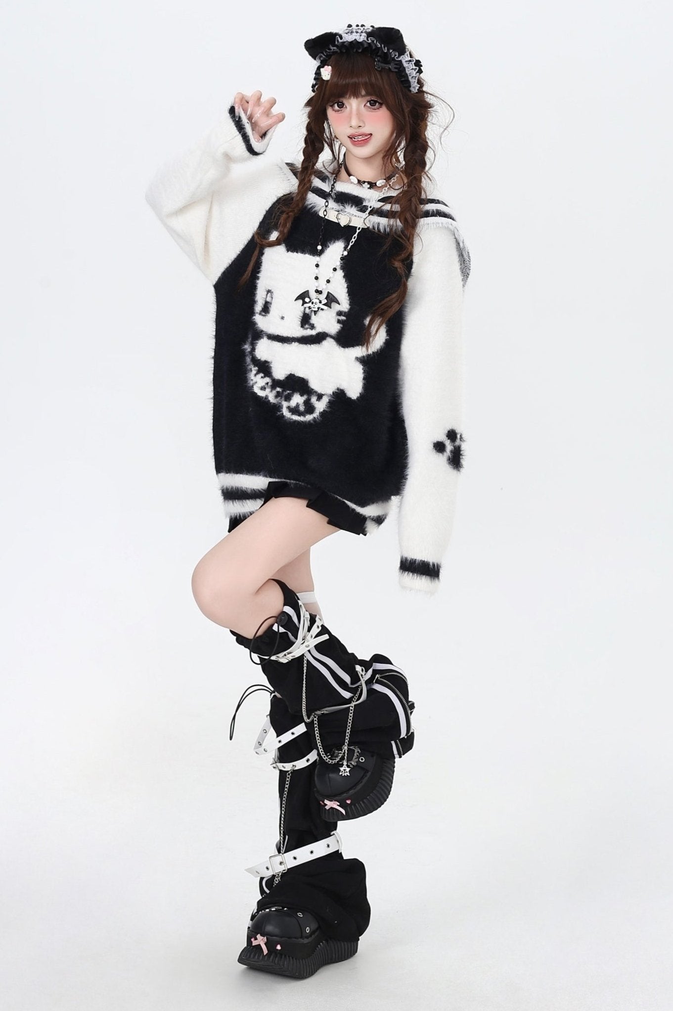 キトンネイビーカラーミンクファーセーター