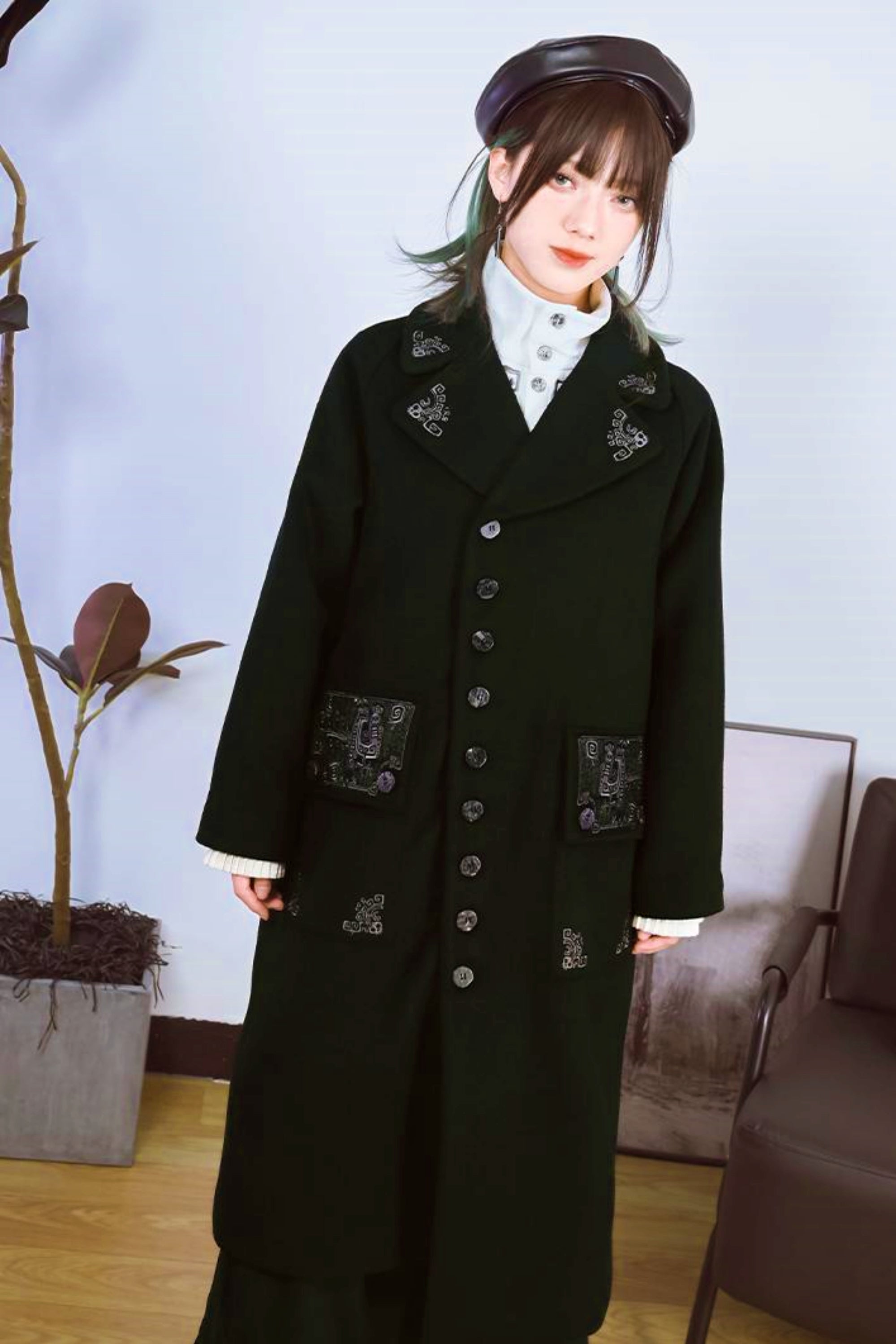 デザインセンスブラックロングコート – Belchic