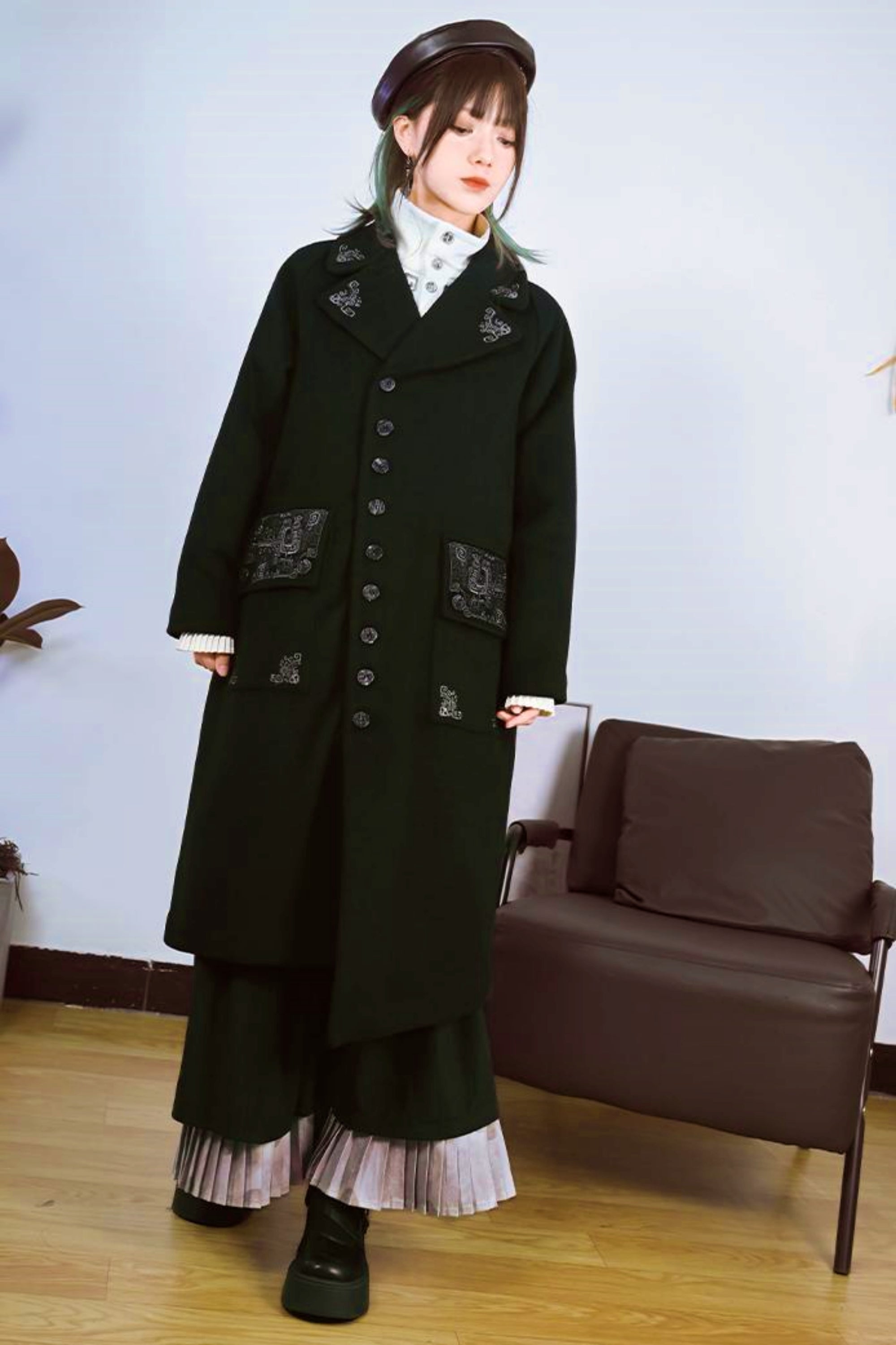 デザインセンスブラックロングコート – Belchic