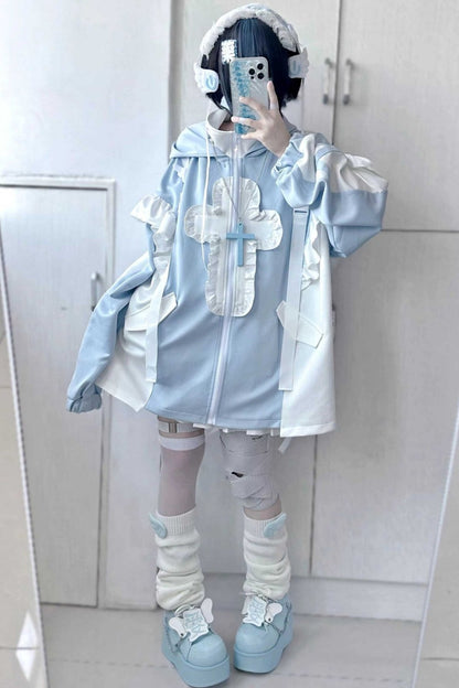 [Angel area👼] Loose Frill Stand-Up Collar Jacket