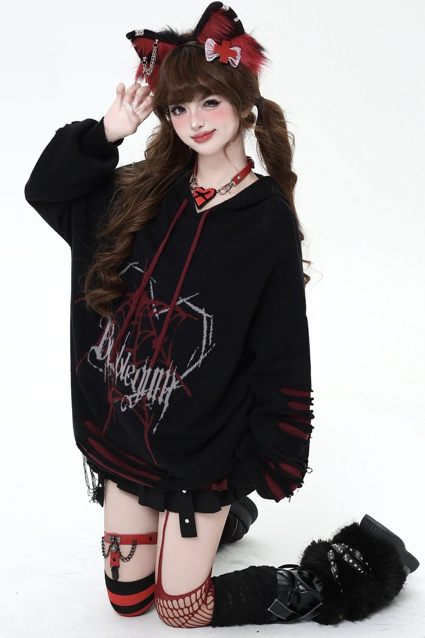 Dark Subculture Ripped Hooded Sweater