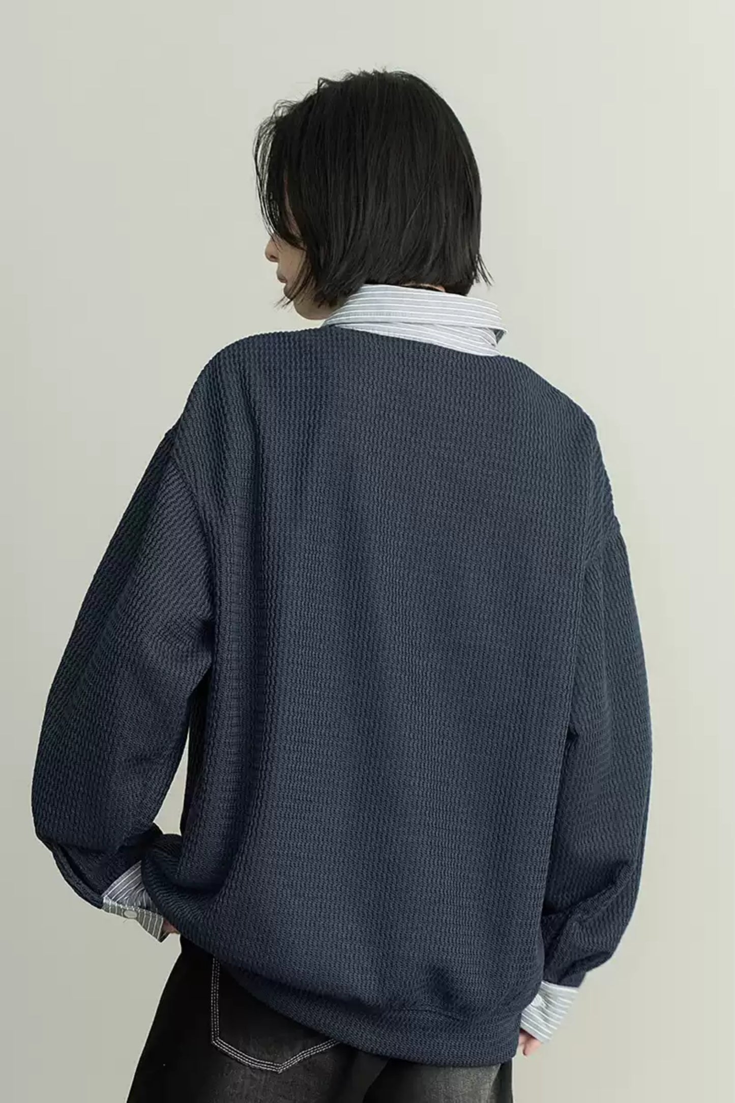 Loose Knit Shirt Collar Sweater