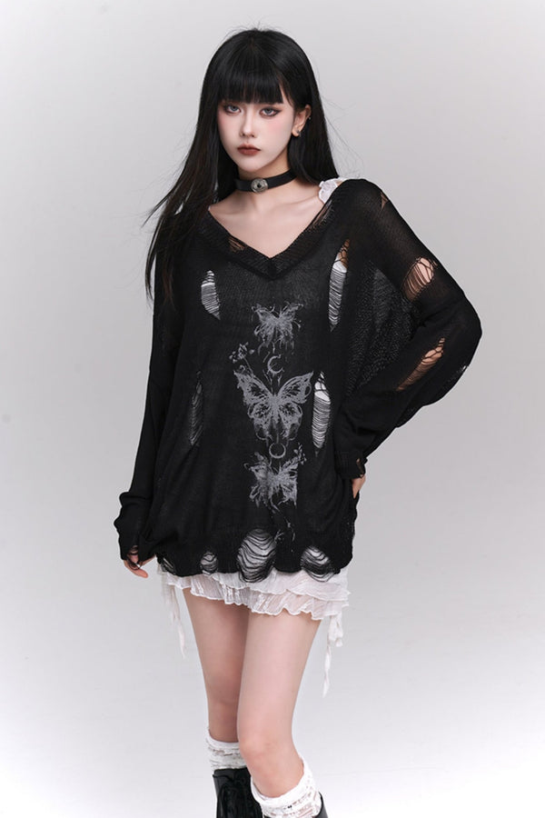 Cutout Knitwear Smock Sweater