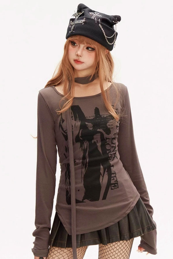 スリムイレギュラーヘムTシャツ