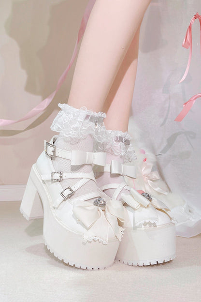 Japanese Block Hide Platform Shoes