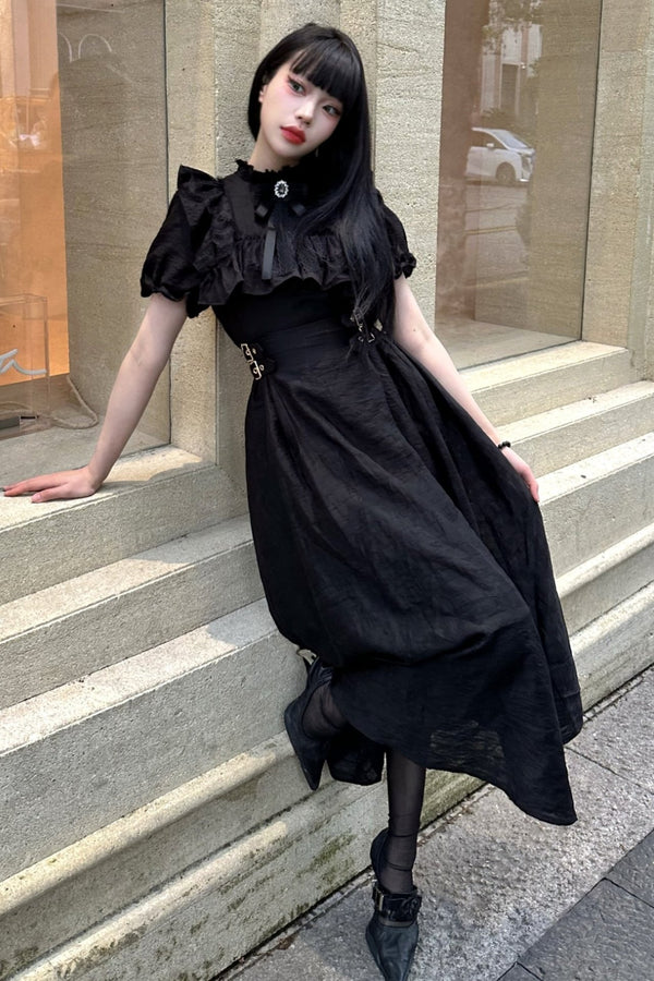 ダークジャカードテンセルロングドレス