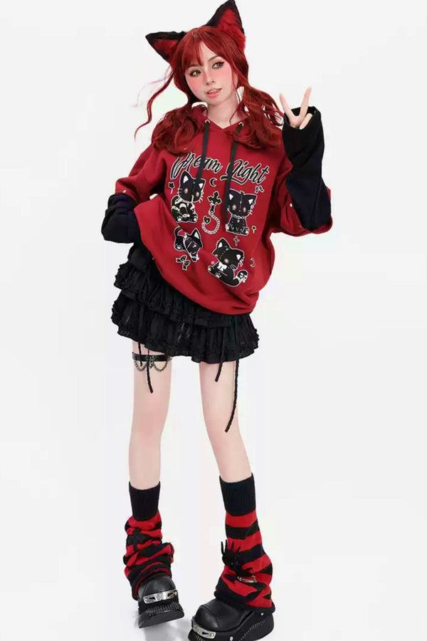 ルーズパンクリベットフーディースウェット