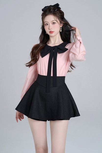 Sweet pink long sleeve shirt set