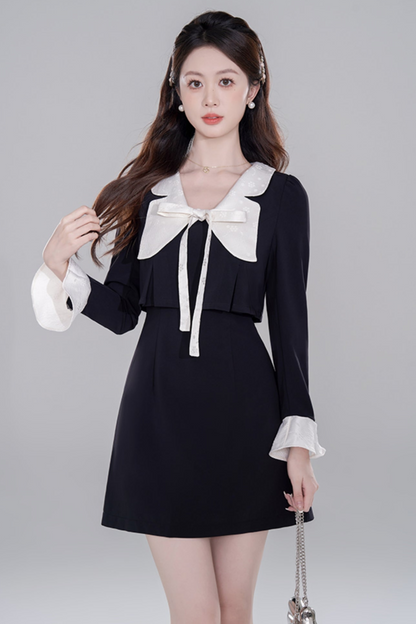 Black neck Rich Dotter Dress