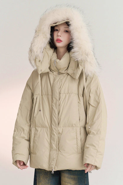 Real face color down jacket