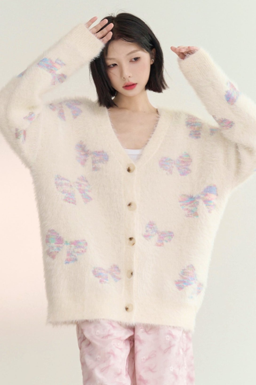 Bow Far Knit Cardigan Sweater