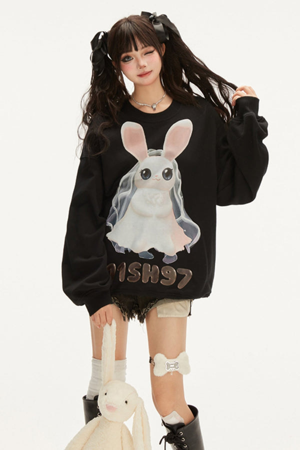American Style 3D Milk Rabbit Sweatshirt