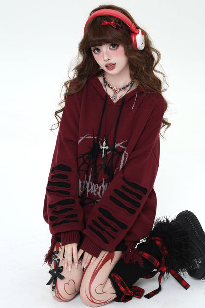 Dark Subculture Ripped Hooded Sweater