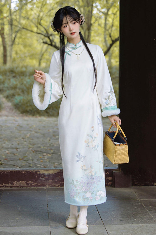 Orchid Butterfly Jacquard Chinese Dress Setup