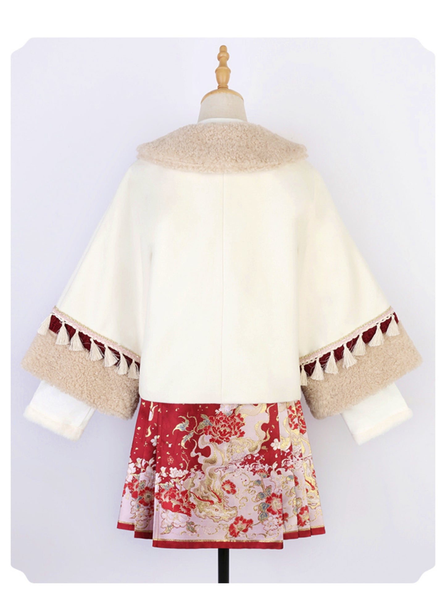 Retro flower coat + skirt + inner