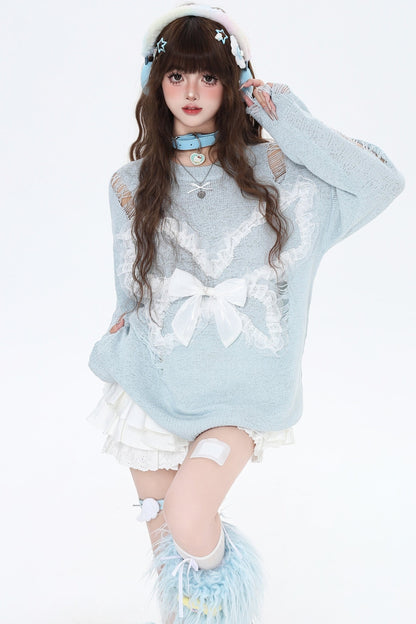 Off-Shoulder Check Bow Girls Sweatshirts