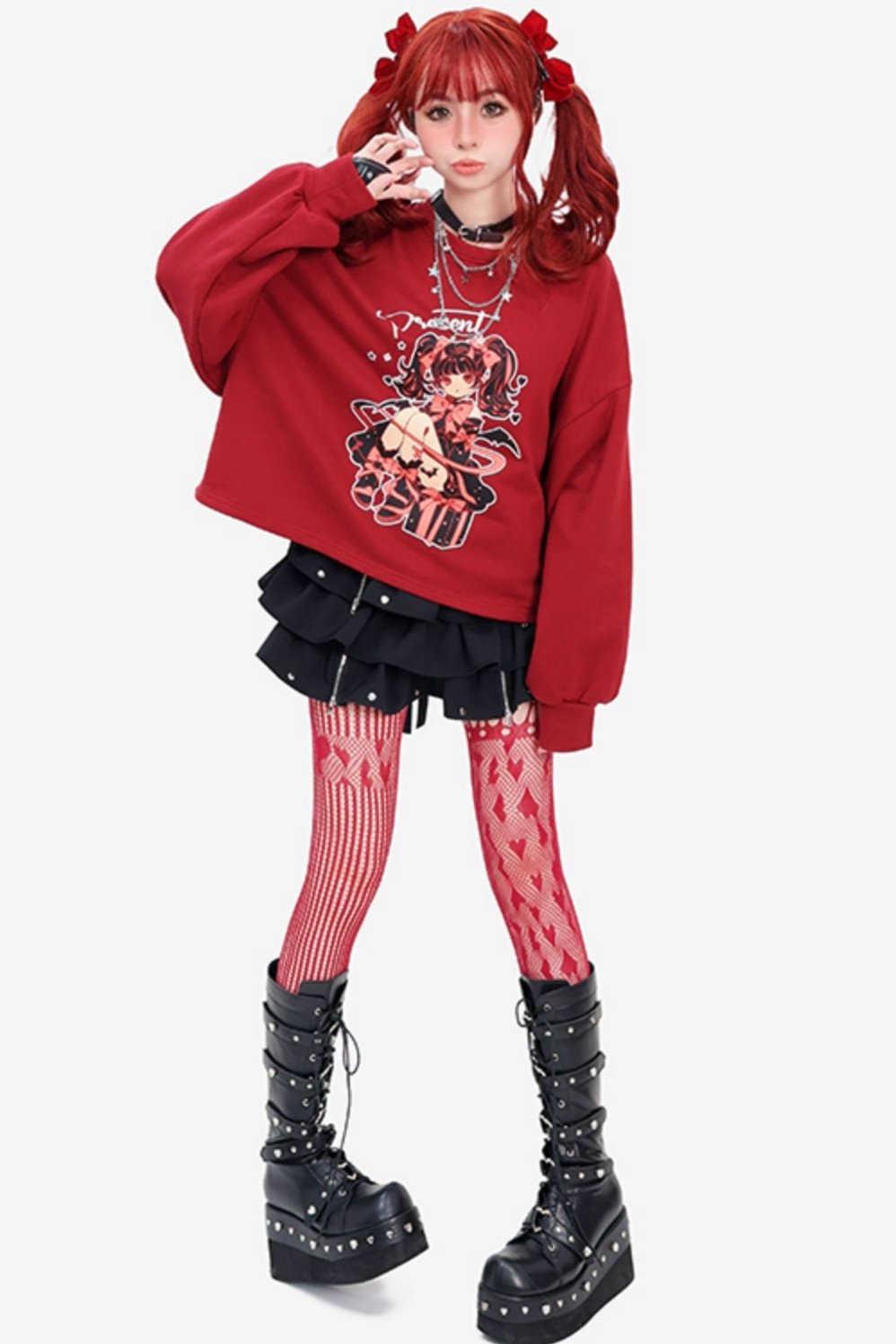 [Reservation product] Little Devil Rubber Bow Thai Y2K Sweat