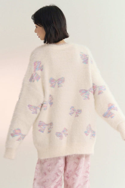 Bow Far Knit Cardigan Sweater