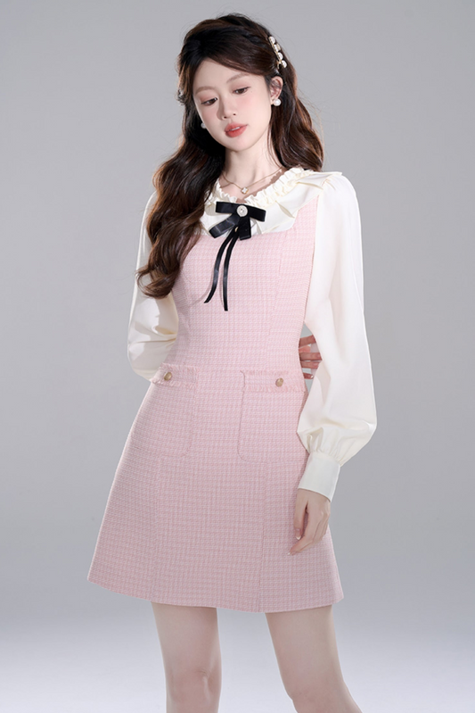 Pink Gin Chin West Fan Gas Edge Dress