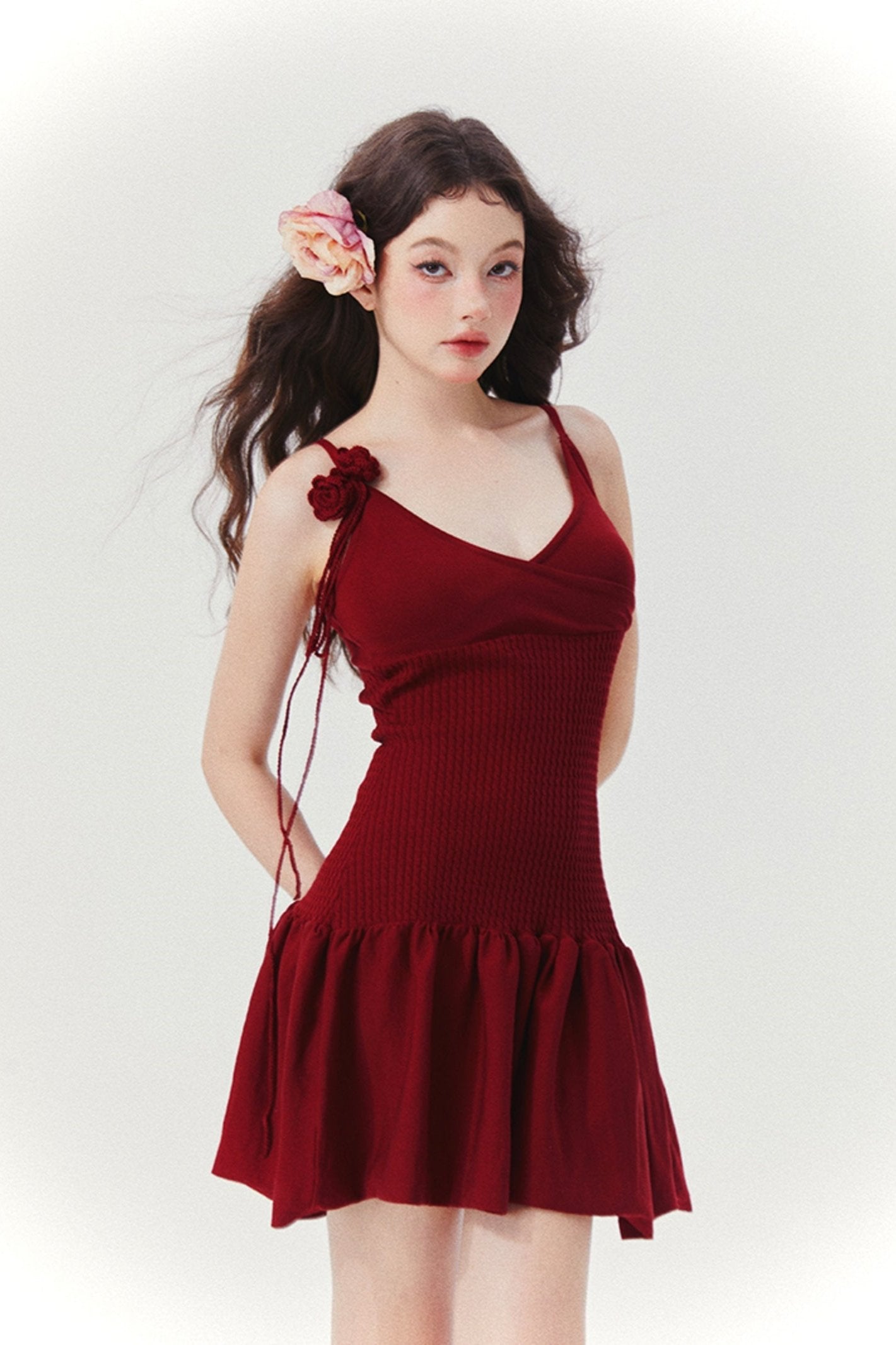 French Red V Nex Lip Dress