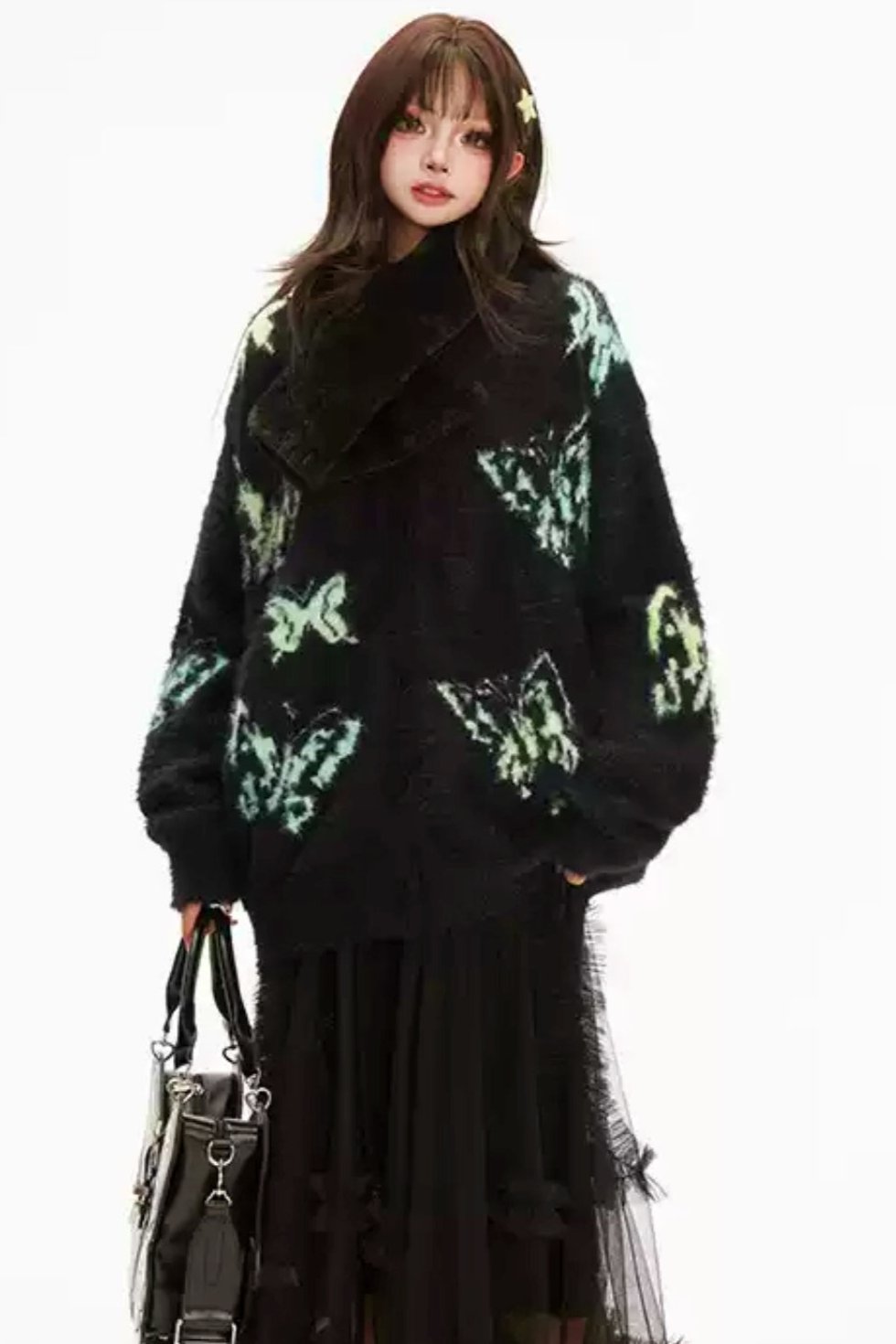 Rage Wind V neck butterfly knit jacket