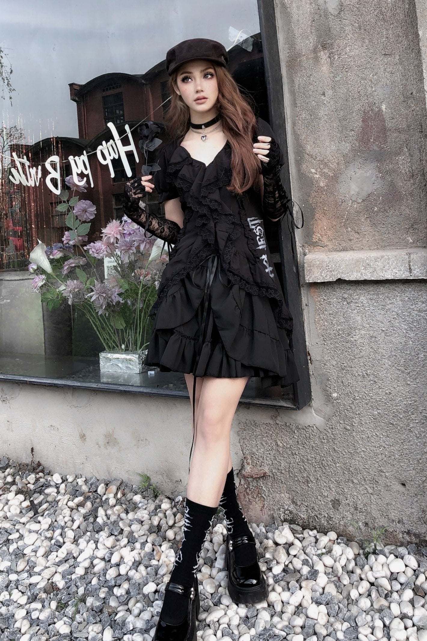 Dark Gothic High Waist Puffy Skirt