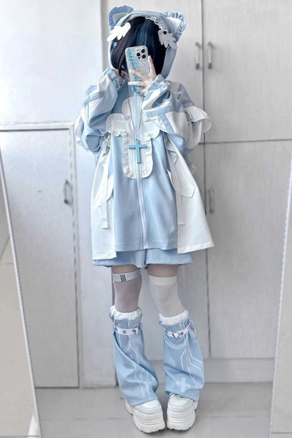 [Angel area👼] Loose Frill Stand-Up Collar Jacket