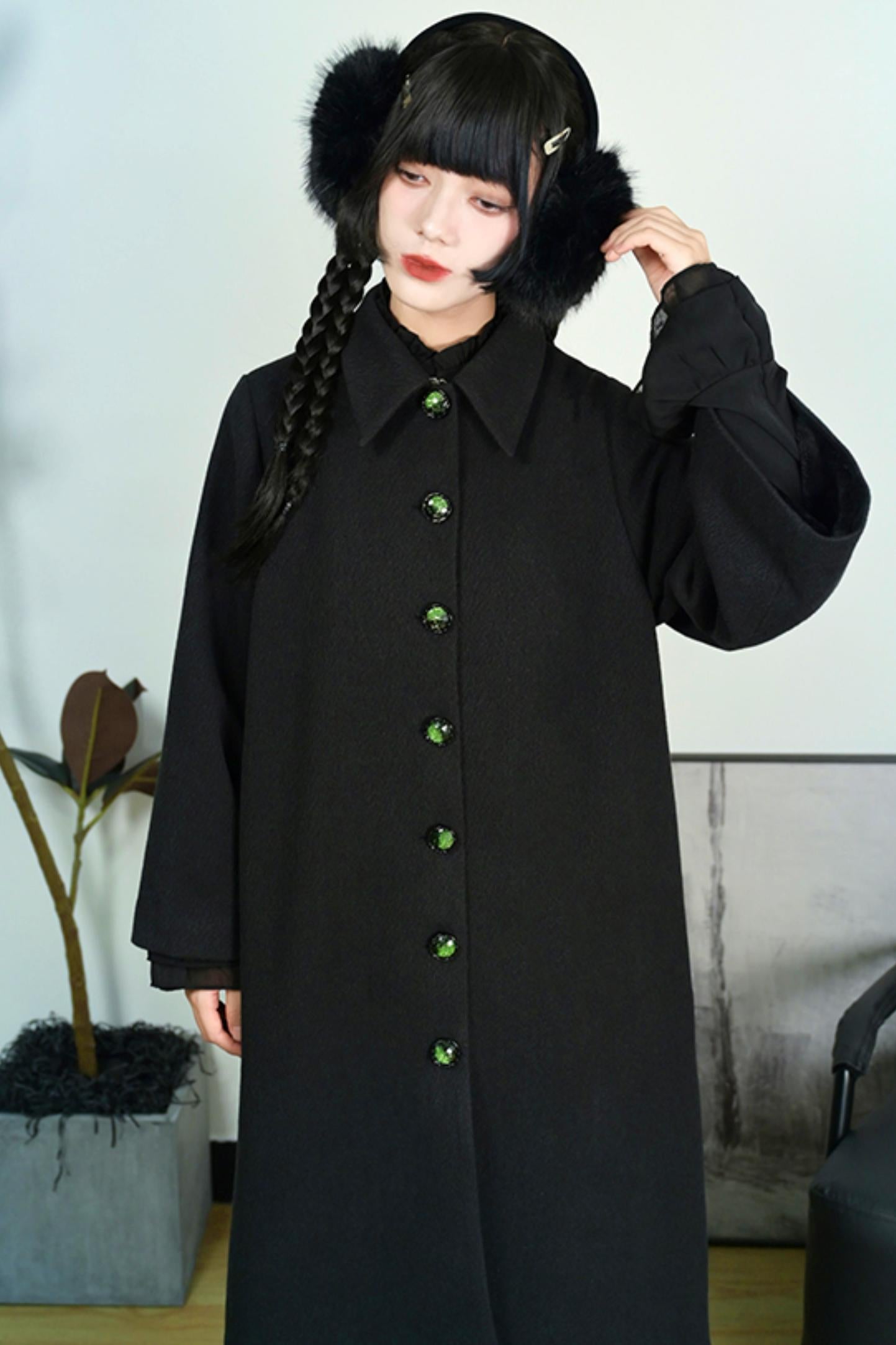 Black Snake Pattern Cape Coat Set