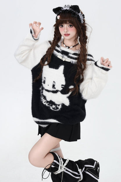 キトンネイビーカラーミンクファーセーター