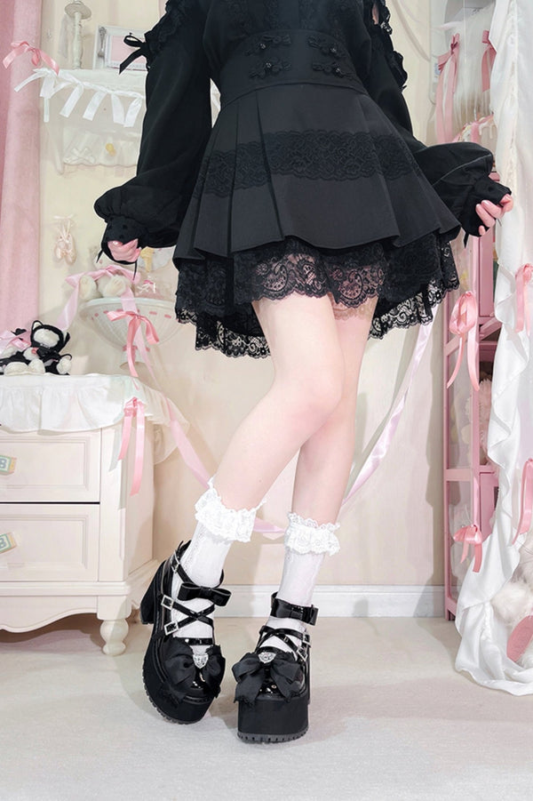 ジャパニーズブロックヒールドプラットフォームシューズ