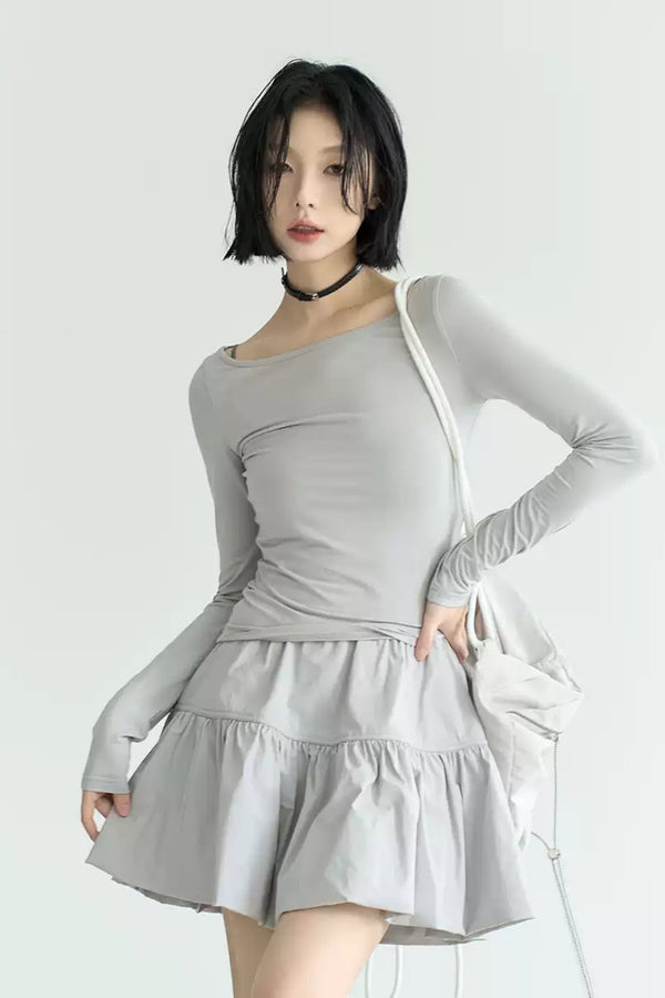 Scoop Neck Trim Long Sleeve Base Layer