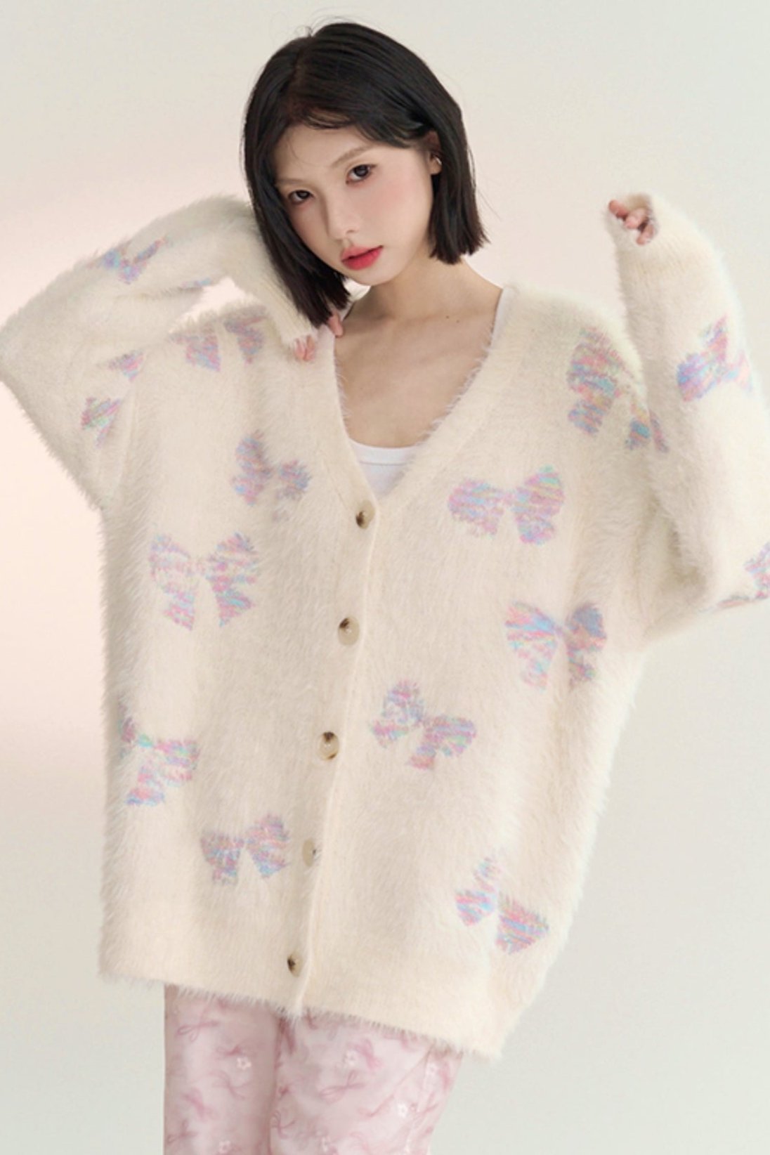 Bow Far Knit Cardigan Sweater