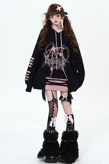 Dark Subculture Ripped Hooded Sweater