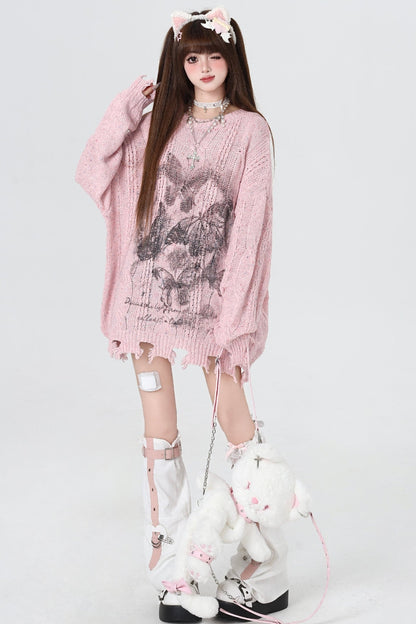 Lazy Loose Butterfly Knit Sweater