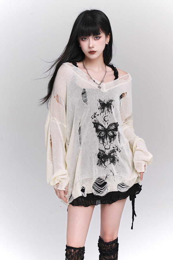 Cutout Knitwear Smock Sweater