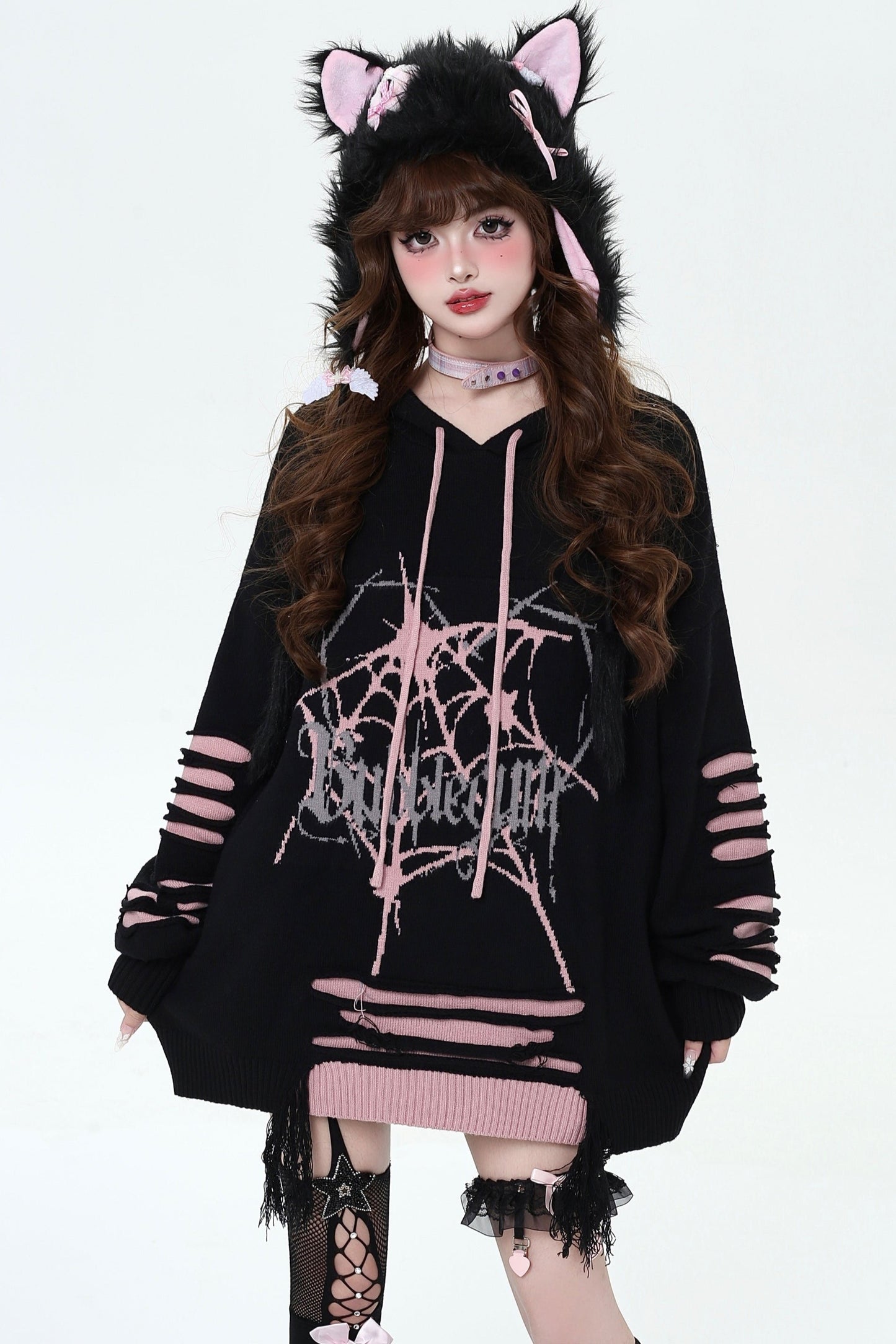 Dark Subculture Ripped Hooded Sweater