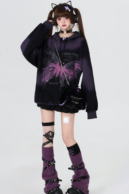 Gradient Butterfly Hooded Top