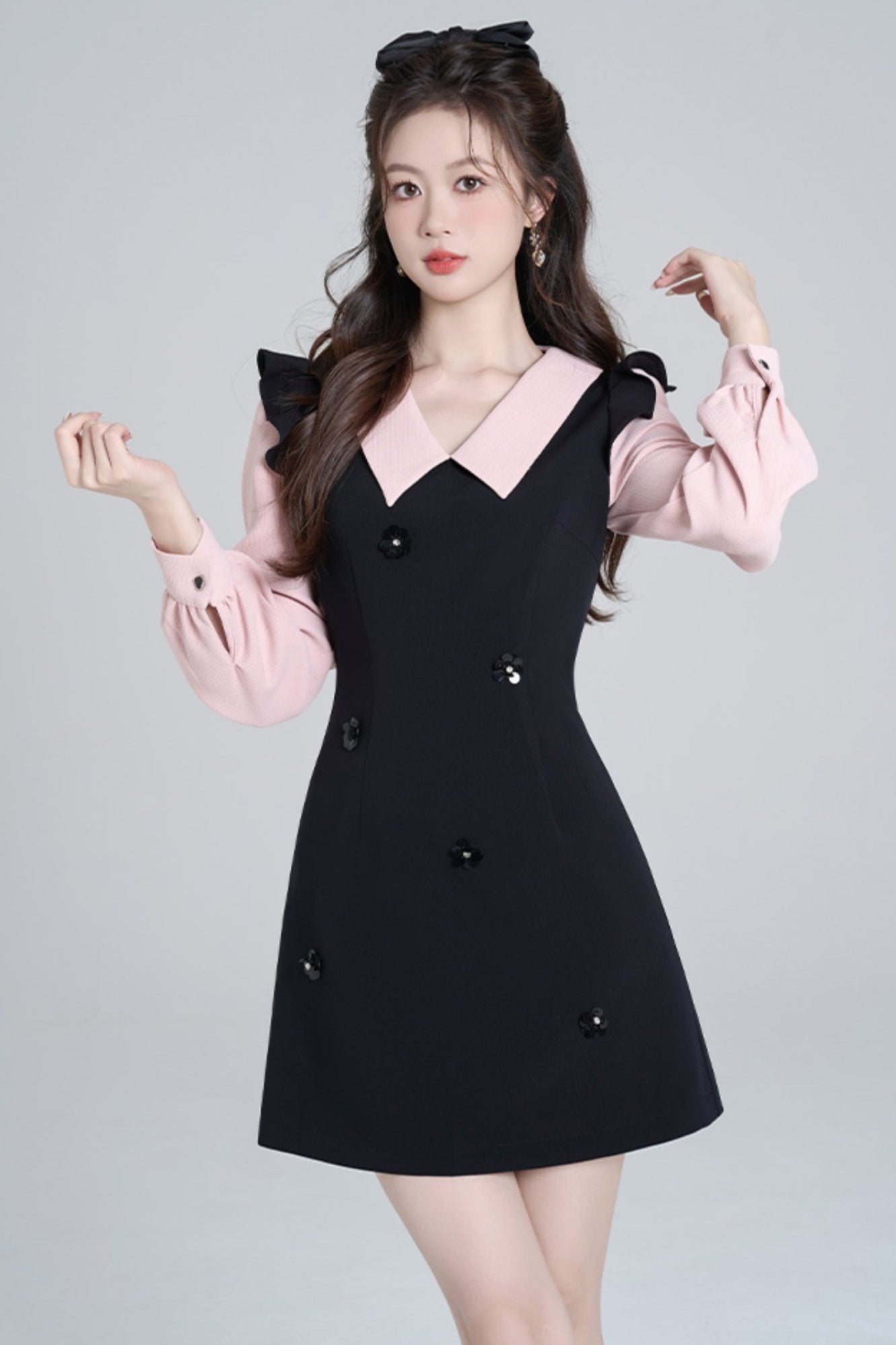 Scinch waist Black Pink Dress