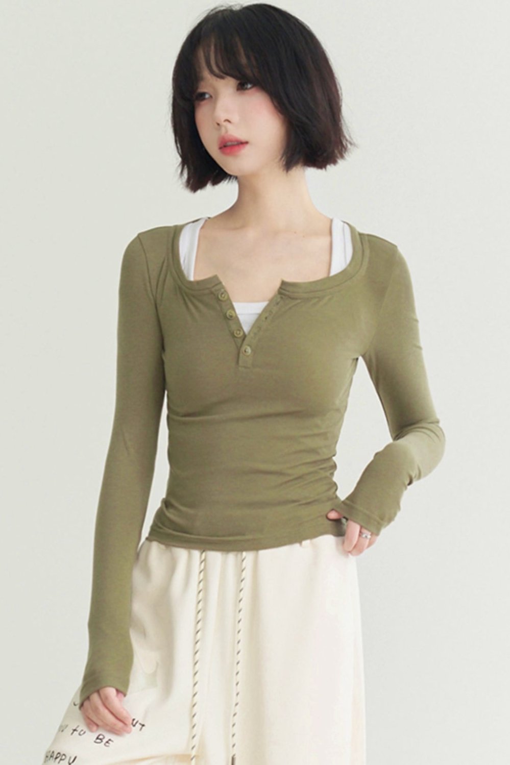 Tight fit roll neck T -shirt