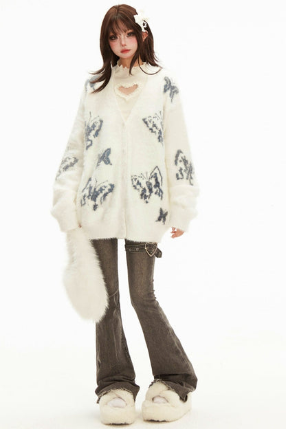 Rage Wind V neck butterfly knit jacket