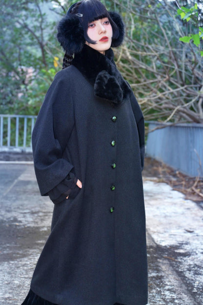 Black Snake Pattern Cape Coat Set