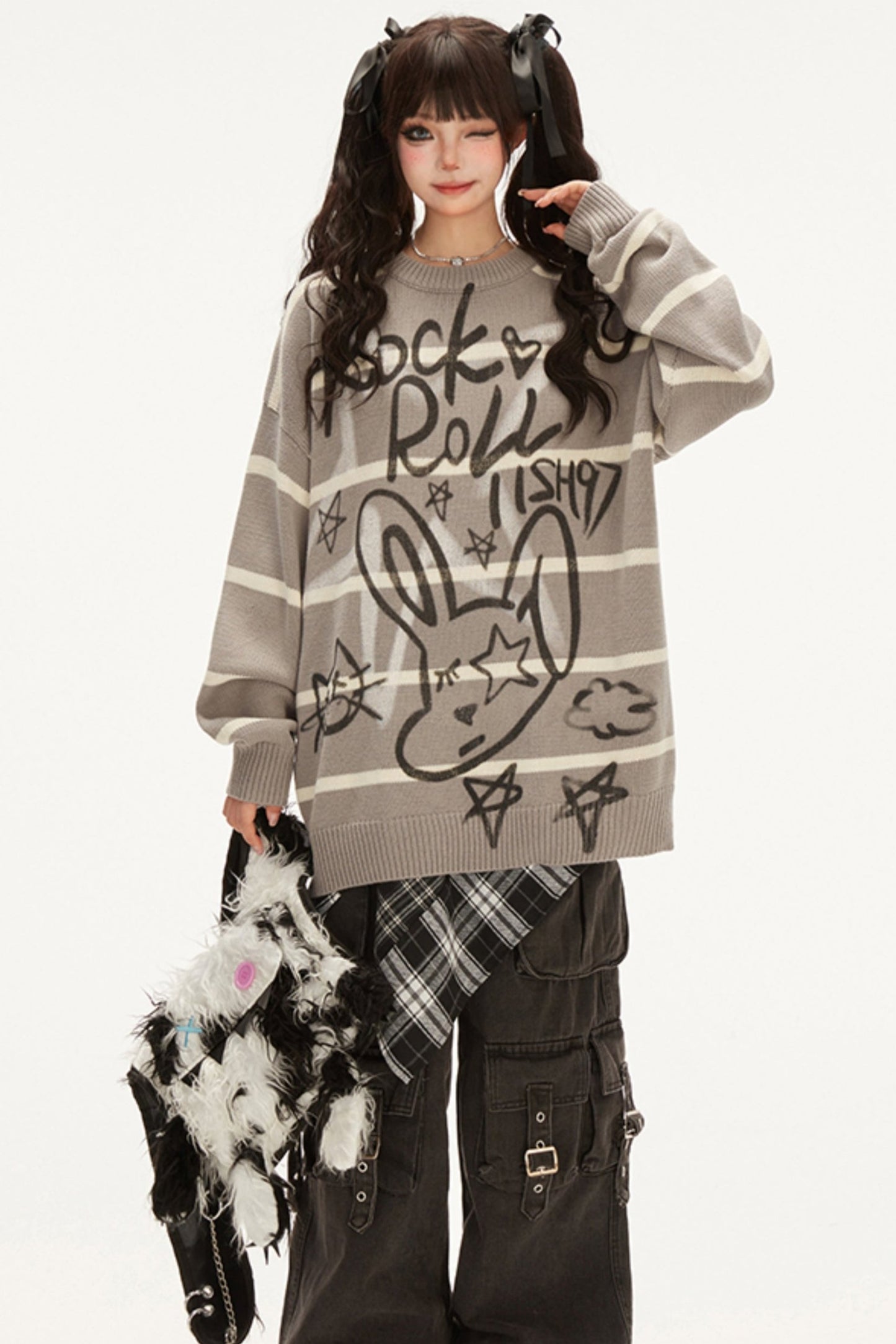 Graffiti Lazy Loose Knit Sweater