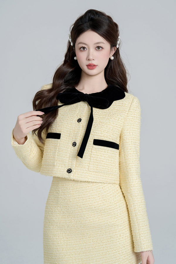 イエローツーピースショートコートセット