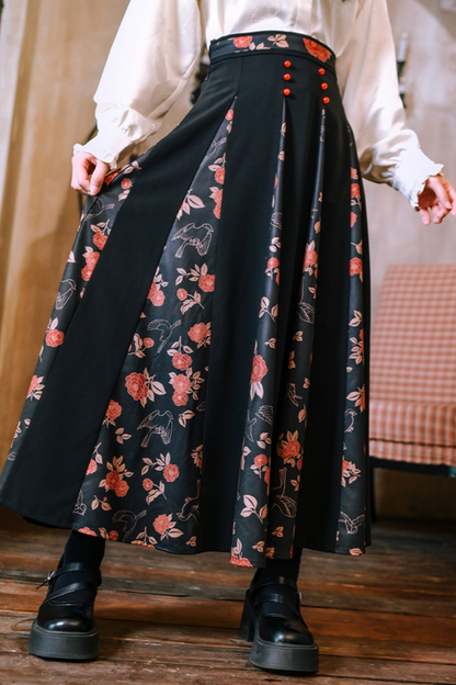 High Waist Printed A-line Skirt